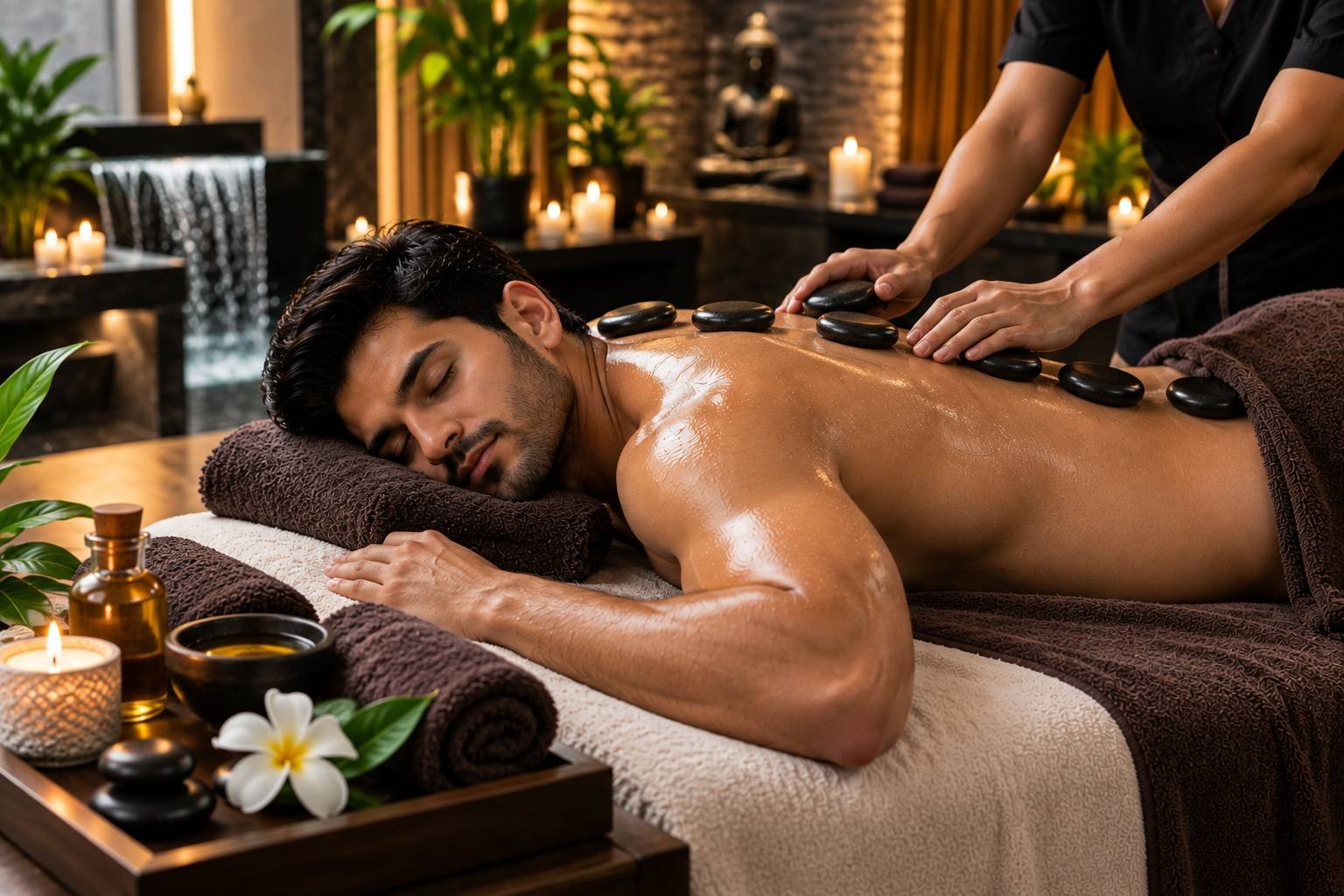 Hot stone massage therapy at Relax Spa Center, Pisoli, Pune